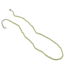 Natural Green Peridot | 925 Sterling Silver | Faceted Rondelle Beaded Necklace | 3mm | VVS1 Clarity | 18 Inch Strand