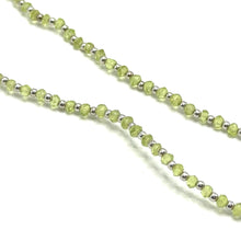 Natural Green Peridot | 925 Sterling Silver | Faceted Rondelle Beaded Necklace | 3mm | VVS1 Clarity | 18 Inch Strand