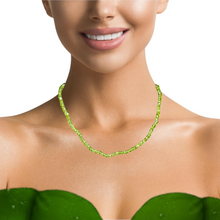 Natural Peridot Gemstone Necklace | Rondelle 5mm Faceted Cut Gemstone Beads | 15.5 Inch August Birthstone Jewelry