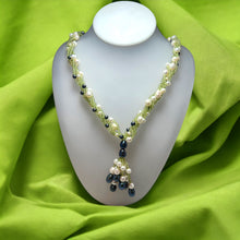 Natural Peridot & Pearl Round Plain Birth Gemstone Necklace