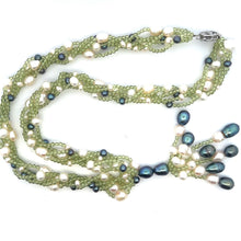 Natural Peridot & Pearl Round Plain Birth Gemstone Necklace