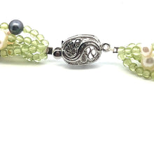 Natural Peridot & Pearl Round Plain Birth Gemstone Necklace