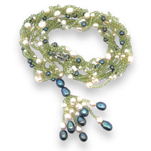 Natural Peridot & Pearl Round Plain Birth Gemstone Necklace