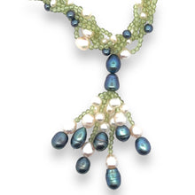 Natural Peridot Plain Ball & Pearl Gemstone Handmade Necklace