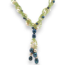 Natural Peridot Plain Ball & Pearl Gemstone Handmade Necklace