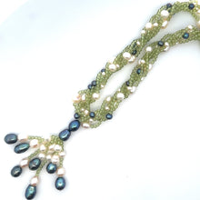 Natural Peridot Plain Ball & Pearl Gemstone Handmade Necklace