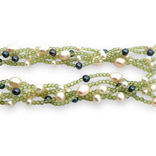 Natural Peridot & Pearl Round Plain Birth Gemstone Necklace