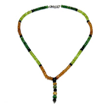 Peridot Natural, Black Tourmaline, Spessartite, and Tsavorite Necklace