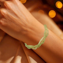 Natural Peridot Twisted Gemstone Bracelet | Rondelle 3mm Faceted Cut Beads | 7 Inch August Birthstone Jewelry - Bracelet