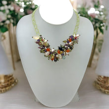 Natural Plain Peridot Ball & Mix Semiprecious Gemstone Necklace