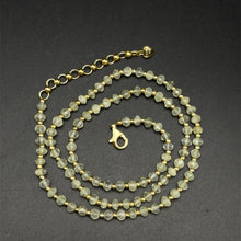 Natural Prehnite | 925 Sterling Silver | Faceted Rondelle Beaded Necklace | 4mm | Light Green | VVS1 Clarity | 18 Inch