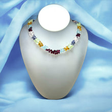 Natural Prehnite Citrine Swiss Blue Topaz Rhodolite Rose Quartz Iolite Gemstone Necklace
