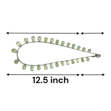 Natural Prehnite Necklace | Pastel Green Drop 10x6mm Briolette Cut Gemstone Beads | 12.5 Inch Handmade Jewelry