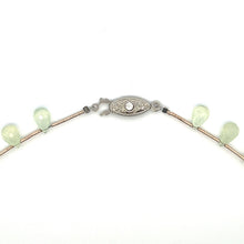 Natural Prehnite Necklace | Pastel Green Drop 10x6mm Briolette Cut Gemstone Beads | 12.5 Inch Handmade Jewelry