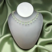 Natural Prehnite Necklace | Pastel Green Drop 10x6mm Briolette Cut Gemstone Beads | 12.5 Inch Handmade Jewelry