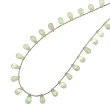 Natural Prehnite Necklace | Pastel Green Drop 10x6mm Briolette Cut Gemstone Beads | 12.5 Inch Handmade Jewelry