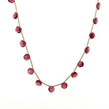 Natural Rhodolite Garnet Necklace | Cushion 5mm Briolette Cut Gemstone Beads | 16.5 Inch January Birthstone Jewelry