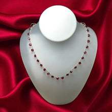 Natural Rhodolite Garnet Necklace | Cushion 5mm Briolette Cut Gemstone Beads | 16.5 Inch January Birthstone Jewelry