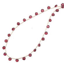 Natural Rhodolite Garnet Necklace | Cushion 5mm Briolette Cut Gemstone Beads | 16.5 Inch January Birthstone Jewelry