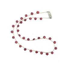 Natural Rhodolite Garnet Necklace | Cushion 5mm Briolette Cut Gemstone Beads | 16.5 Inch January Birthstone Jewelry