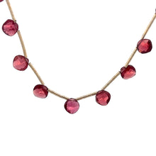 Natural Rhodolite Garnet Necklace | Cushion 5mm Briolette Cut Gemstone Beads | 16.5 Inch January Birthstone Jewelry
