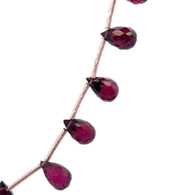 Natural Rhodolite Garnet Necklace | Drop 8x5mm Briolette Cut Gemstone Beads | 16 Inch January Birthstone Jewelry