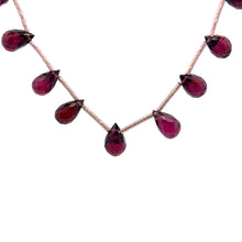 Natural Rhodolite Garnet Necklace | Drop 8x5mm Briolette Cut Gemstone Beads | 16 Inch January Birthstone Jewelry