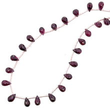 Natural Rhodolite Garnet Necklace | Drop 8x5mm Briolette Cut Gemstone Beads | 16 Inch January Birthstone Jewelry