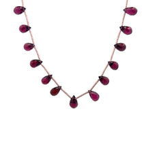 Natural Rhodolite Garnet Necklace | Drop 8x5mm Briolette Cut Gemstone Beads | 16 Inch January Birthstone Jewelry