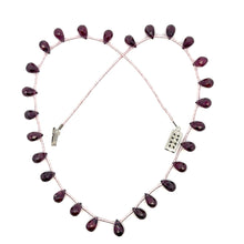 Natural Rhodolite Garnet Necklace | Drop 8x5mm Briolette Cut Gemstone Beads | 16 Inch January Birthstone Jewelry
