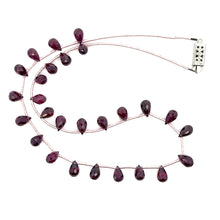 Natural Rhodolite Garnet Necklace | Drop 8x5mm Briolette Cut Gemstone Beads | 16 Inch January Birthstone Jewelry