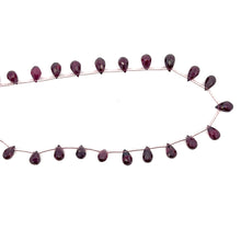 Natural Rhodolite Garnet Necklace | Drop 8x5mm Briolette Cut Gemstone Beads | 16 Inch January Birthstone Jewelry