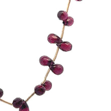 Natural Rhodolite Gemstone Necklace | Briolette Drop 8x5mm Cut Garnet Beads | 16 Inch Unique Birthstone Jewelry