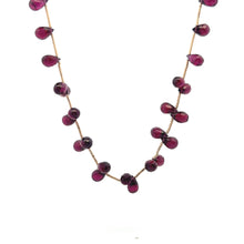 Natural Rhodolite Gemstone Necklace | Briolette Drop 8x5mm Cut Garnet Beads | 16 Inch Unique Birthstone Jewelry