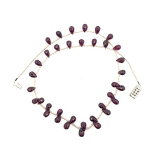 Natural Rhodolite Gemstone Necklace | Briolette Drop 8x5mm Cut Garnet Beads | 16 Inch Unique Birthstone Jewelry