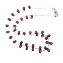 Natural Rhodolite Gemstone Necklace | Briolette Drop 8x5mm Cut Garnet Beads | 16 Inch Unique Birthstone Jewelry