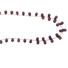 Natural Rhodolite Gemstone Necklace | Briolette Drop 8x5mm Cut Garnet Beads | 16 Inch Unique Birthstone Jewelry