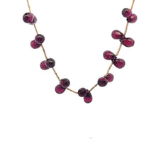 Natural Rhodolite Gemstone Necklace | Briolette Drop 8x5mm Cut Garnet Beads | 16 Inch Unique Birthstone Jewelry