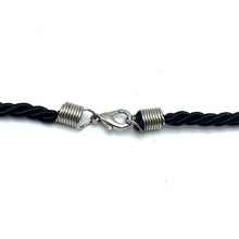 Natural Rhodonite Vertical Bar Gemstone 40mm with Black Twisted Cord Pendant Necklace - Necklace