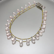 Rose Quartz Natural Briolette Facet Cut Drop Beads Gemstone Bracelet