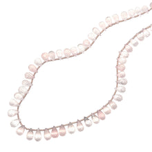 Natural Rose Quartz Briolette Drop Gemstone Necklace Jewelry