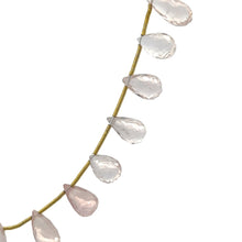 Natural Rose Quartz Drop Necklace | Briolette Cut Gemstone Beads | 15.5 Inch Jewelry for Women - Necklace