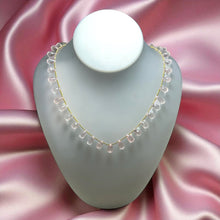 Natural Rose Quartz Drop Necklace | Briolette Cut Gemstone Beads | 15.5 Inch Jewelry for Women - Necklace