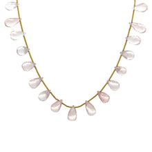 Natural Rose Quartz Drop Necklace | Briolette Cut Gemstone Beads | 15.5 Inch Jewelry for Women - Necklace
