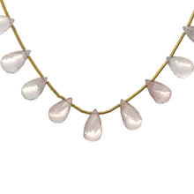 Natural Rose Quartz Drop Necklace | Briolette Cut Gemstone Beads | 15.5 Inch Jewelry for Women - Necklace