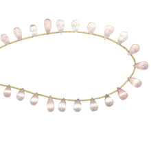 Natural Rose Quartz Drop Necklace | Briolette Cut Gemstone Beads | 15.5 Inch Jewelry for Women - Necklace