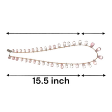 Natural Rose Quartz Drop Necklace | Briolette Cut Gemstone Beads | 15.5 Inch Jewelry for Women - Necklace