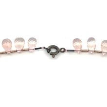 Natural Rose Quartz Gemstone Bracelet | Drop 8x5mm Briolette Cut Gemstone Beads | 7.5 Inch Jewelry for Her - Bracelet