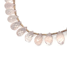 Natural Rose Quartz Gemstone Bracelet | Drop 8x5mm Briolette Cut Gemstone Beads | 7.5 Inch Jewelry for Her - Bracelet