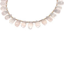 Natural Rose Quartz Gemstone Bracelet | Drop 8x5mm Briolette Cut Gemstone Beads | 7.5 Inch Jewelry for Her - Bracelet